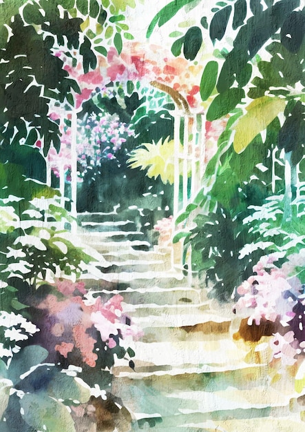 Pittura del giardino dell'acquerello