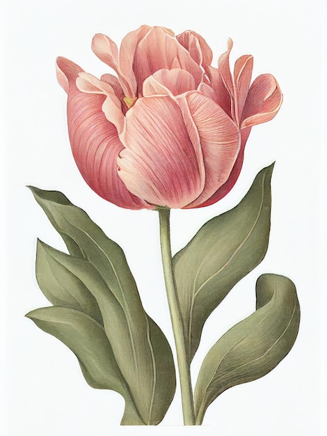 Pittura del tulipano Disegno del fiore primaverile Illustrazione botanica del tulipano Illustrazione astratta di Ai generativa