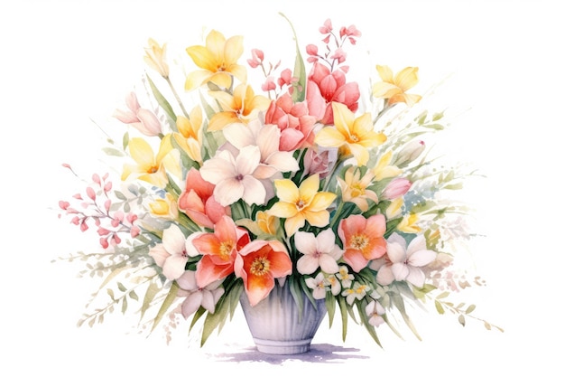 Pittura dell'acquerello bouquet di primavera