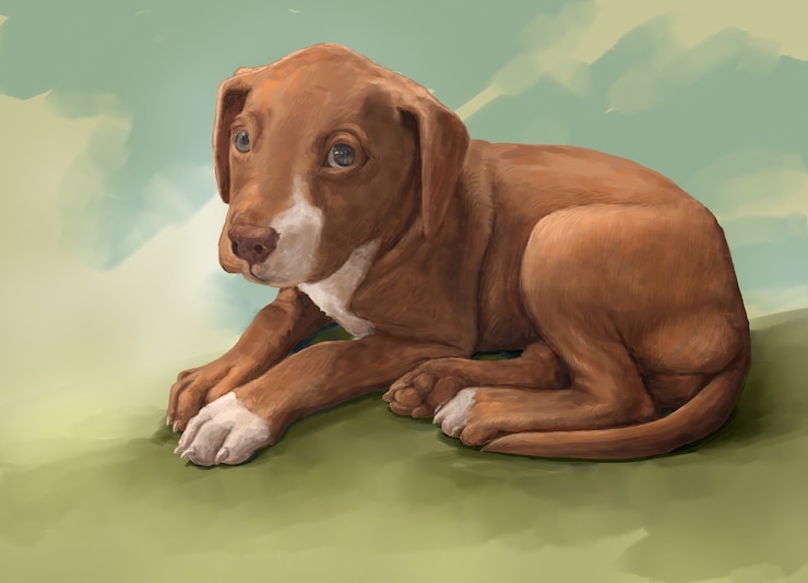 Foto pittura dell'illustrazione di un cane