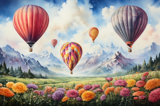 pittura di palloncini ad aria calda illustrazione 3D palloncino ad aria Calda