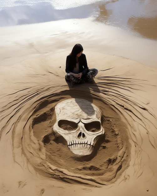 Pittura di sabbia emotivamente espressiva che rivela la bellezza interiore attraverso la sabbia