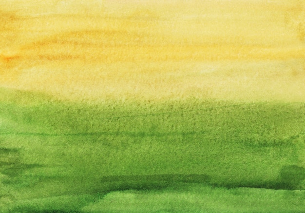 Pittura di sfondo verde e giallo dell'acquerello. Struttura astratta di colore di acqua.