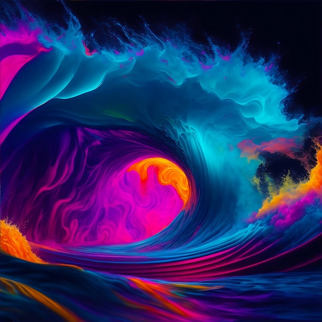 Pittura di un'onda colorata che si schianta Generato ai