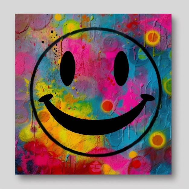Pittura di un smiley con uno sfondo colorato generativo ai