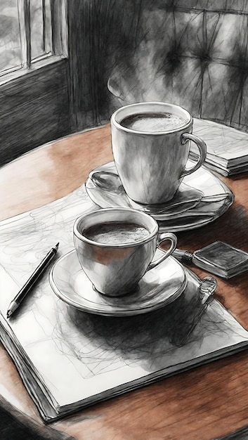 Pittura di una tazza di caffè