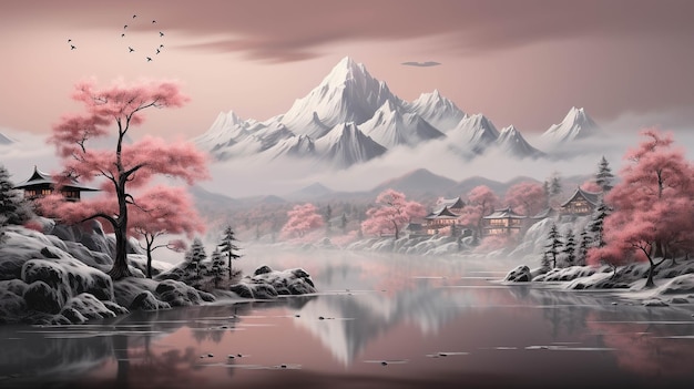 pittura digitale dell'immagine fotografica di montagna HD wallpaper