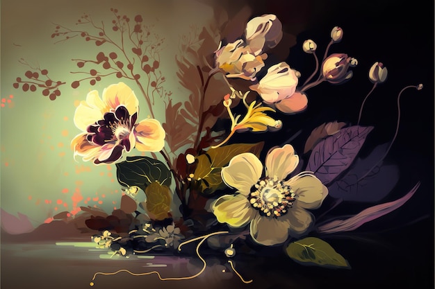 Pittura digitale di fiori astratti illustrazione