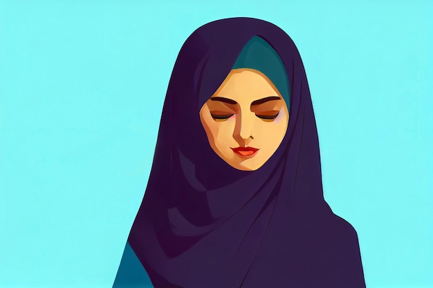 Pittura digitale Donna iraniana che indossa l'hijab