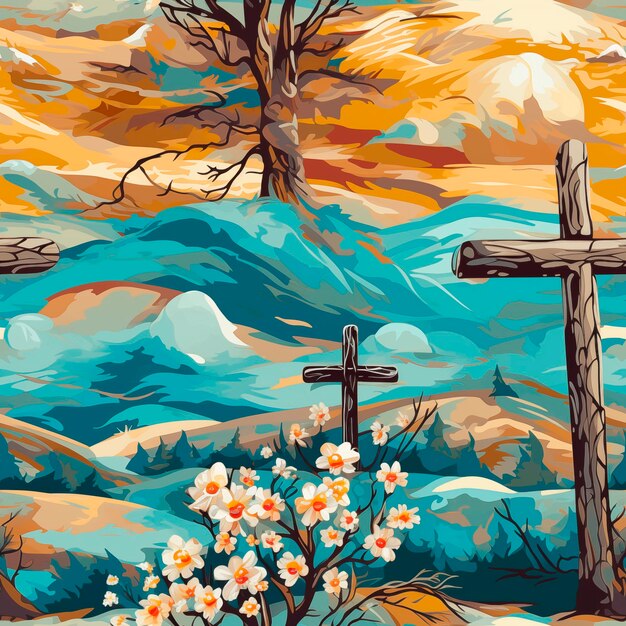 Pittura in stile Van Gogh per la Pasqua Texture senza cuciture