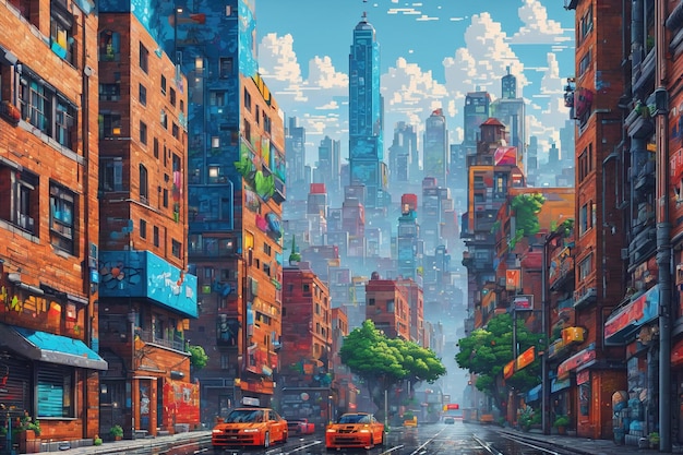 Pittura Pixel Art di Big Metro City