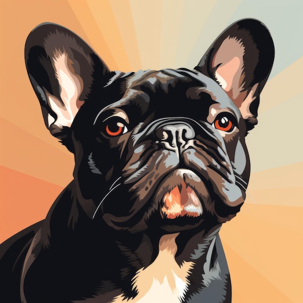 Pittura retro del bulldog francese Illustrazione vibrante a 8 bit con forte espressione facciale