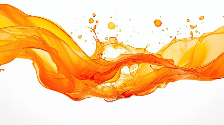 pittura spruzzi di colore arancione su sfondo bianco