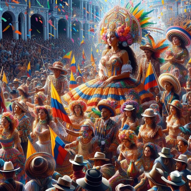 Pittura straordinaria iperrealistica e accattivante di feste e ragazze colombiane