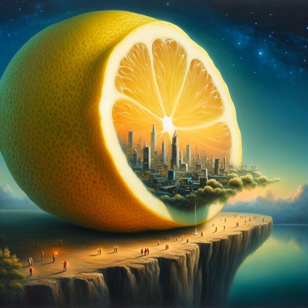 pittura surrealista del limone