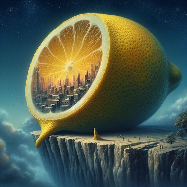 pittura surrealista del limone