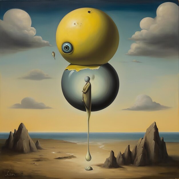 Pittura surrealista di limone AI divertente generata da leonardo AlbedoBaseXL.