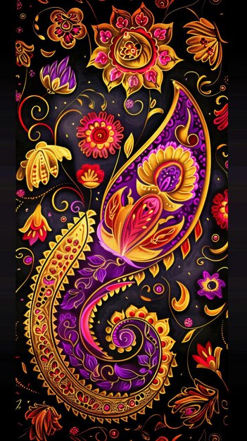 pittura tradizionale persiana a modello di paisley stile di pittura tradizionale a inchiostro colorato