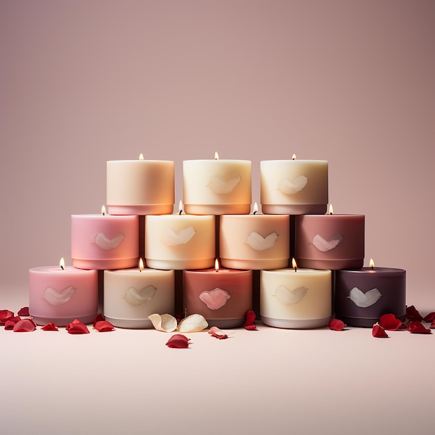 Più candele per aromaterapia di San Valentino disposte