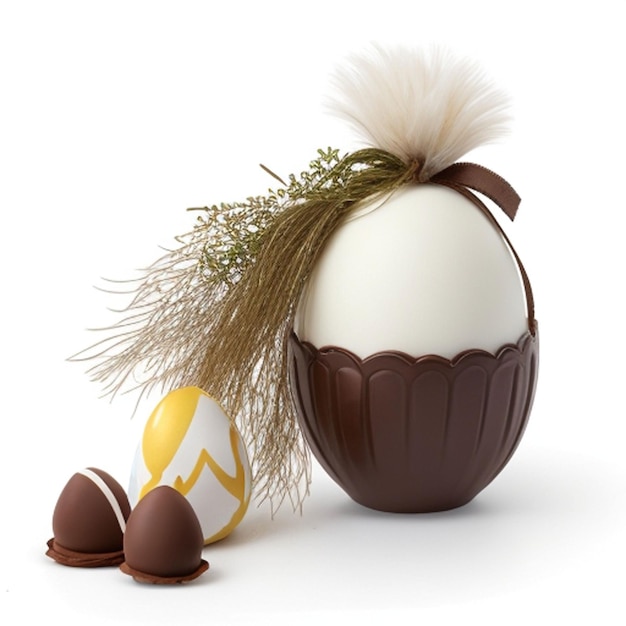 piuma d'uovo di cioccolato e uovo di Pasqua