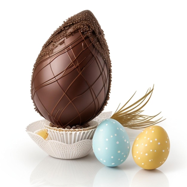 piuma di uova di cioccolato e uova di Pasqua