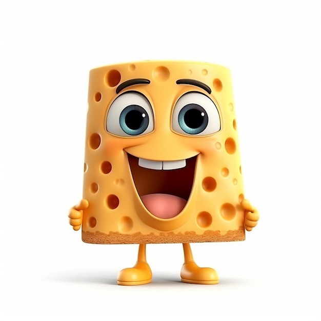 Pixar cartone animato carino piccola fetta di formaggio sorridente