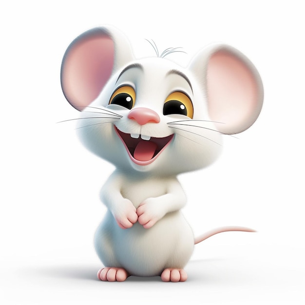 Pixar cartone animato simpatico topolino sano amichevole sorridente sfondo bianco