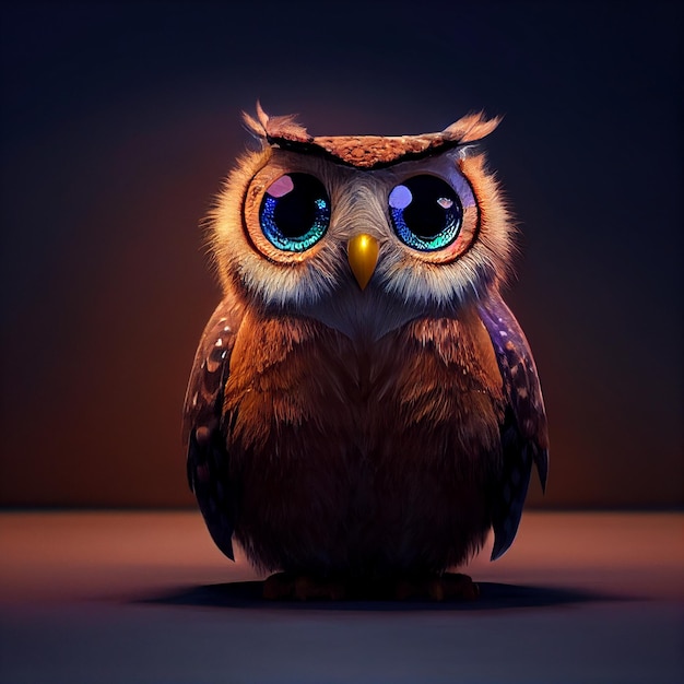 Pixar Style Cute Owl Generativo Ai