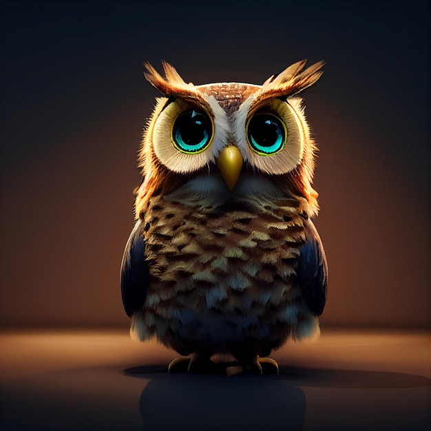 Pixar Style Cute Owl Generativo Ai