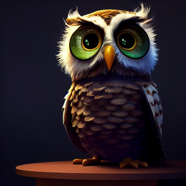 Pixar Style Cute Owl Generativo Ai