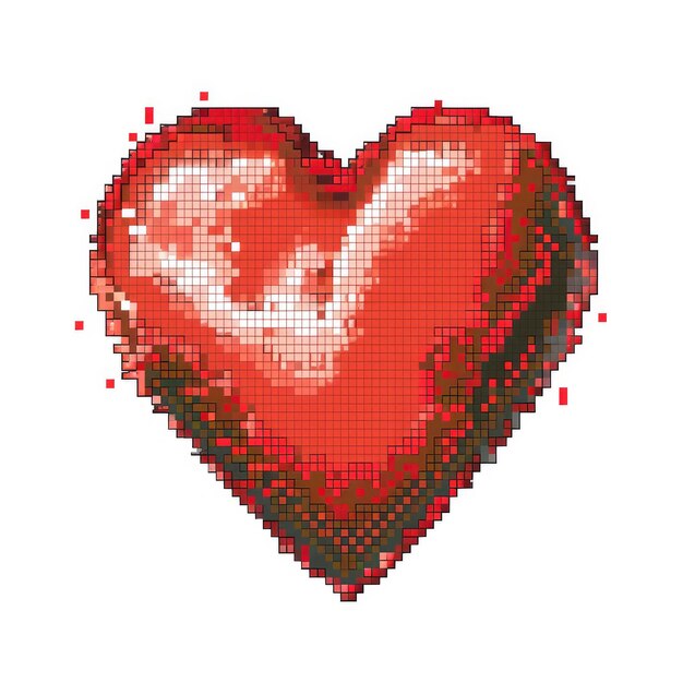 Pixel art cuore rosso su sfondo bianco