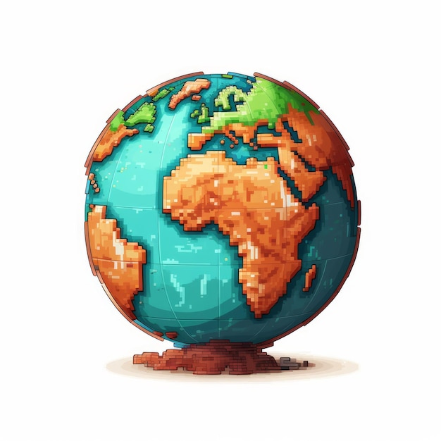Pixel Art Globe con colori vivaci di Pixelplantmaster