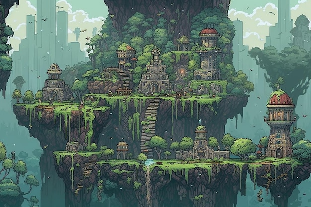 Pixel art un regno fantasy medievale