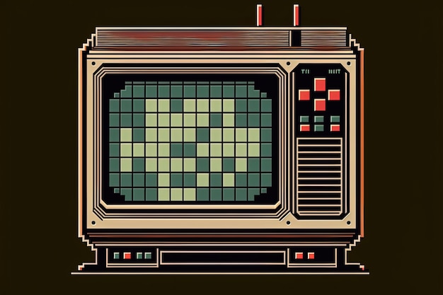 Pixel art Vecchio oggetto televisivo televisivo in stile retrò per giochi AI a 8 bit