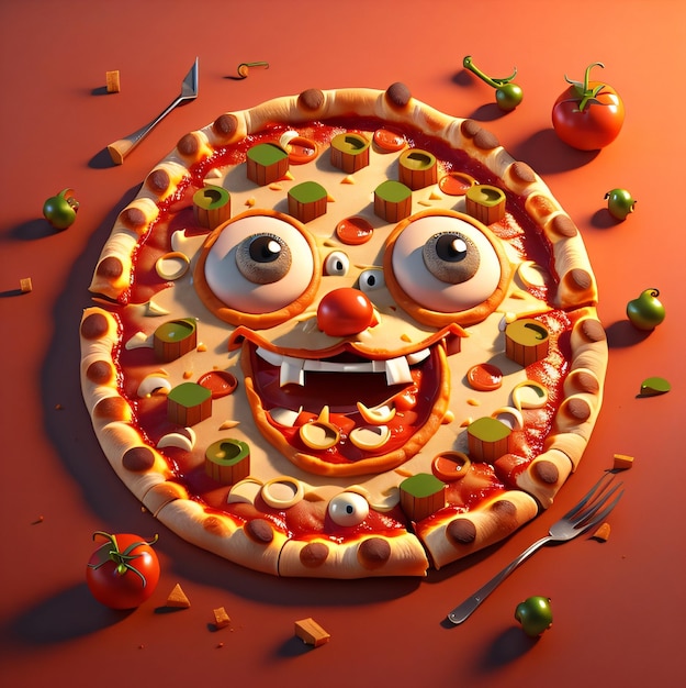 Pizza 3D render realistico generativo AI