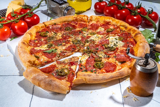 Pizza ai peperoni tradizionale italiana