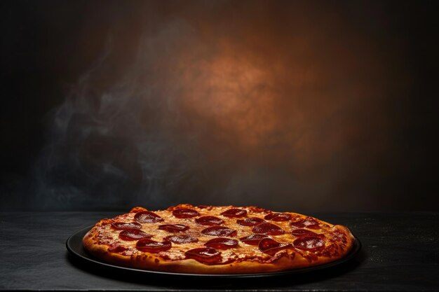Pizza al peperoncino in forno a carbone con illuminazione in studio AI generativa