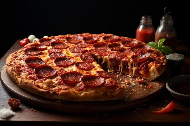 Pizza al pepperoni con i bordi croccanti Miglior fotografia di pizza