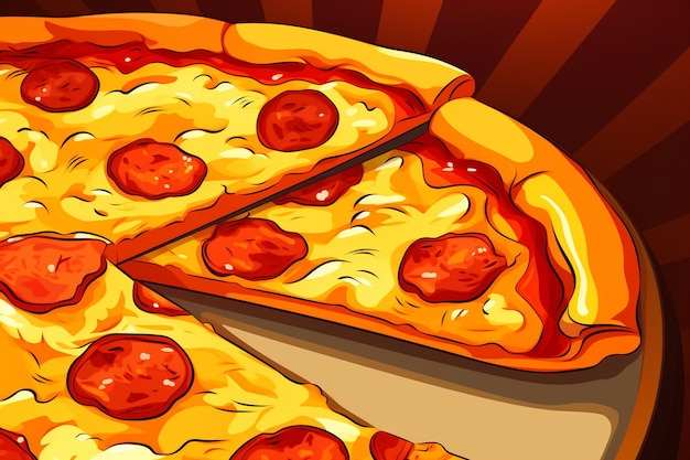 Pizza appena cotta con una fetta tagliata isolata su uno sfondo trasparente