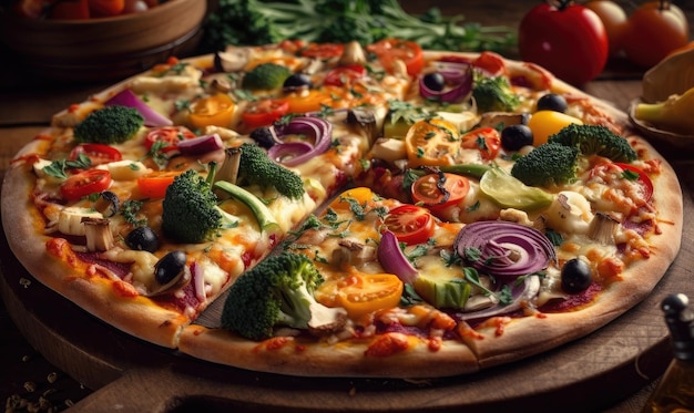 Pizza biologica con verdure e formaggio IA generativa