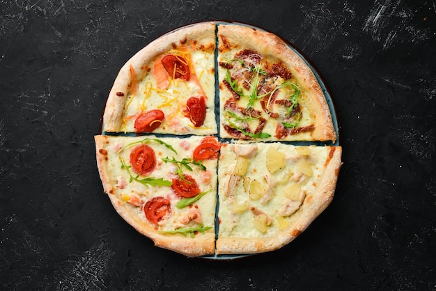 Pizza Cucina tradizionale italiana Vista dall'alto Spazio libero per il testo Stile rustico