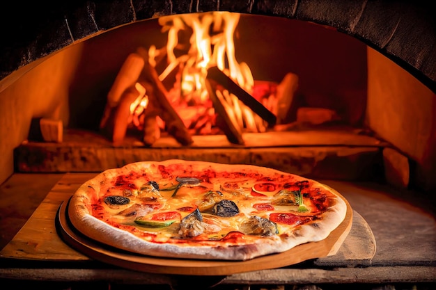 Pizza davanti al forno Ristorante Generative AI