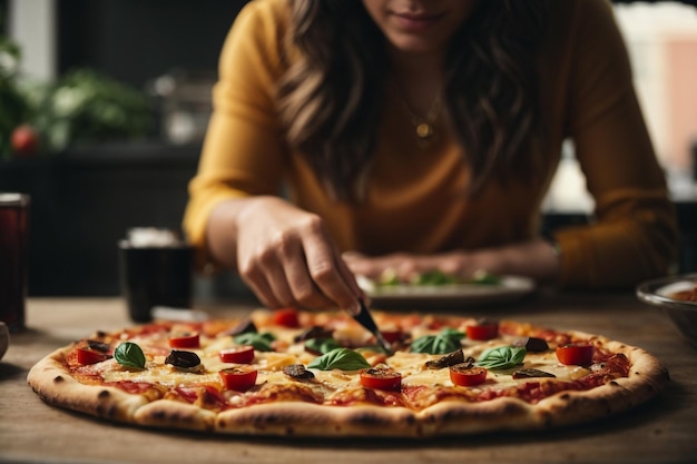 pizza deliziosa e calda con salsa