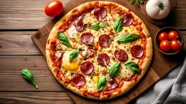 Pizza deliziosamente fresca pronta per essere assaporata