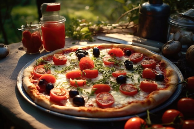 Pizza fatta in casa con verdure AI