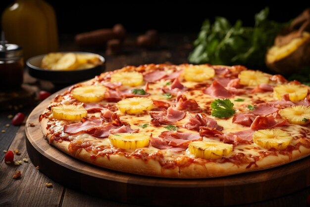 Pizza hawaiana con ananas e prosciutto Miglior fotografia di pizza
