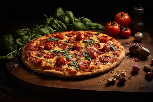 Pizza in crosta sottile con ingredienti artigianali