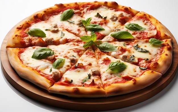 Pizza isolata su sfondo bianco Delizia saporita IA generativa