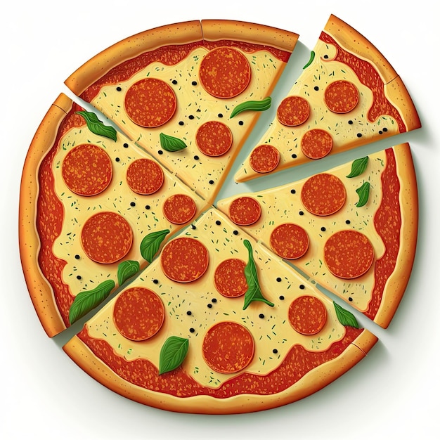Pizza italiana con salame piccante e formaggio su sfondo chiaro IA generativa
