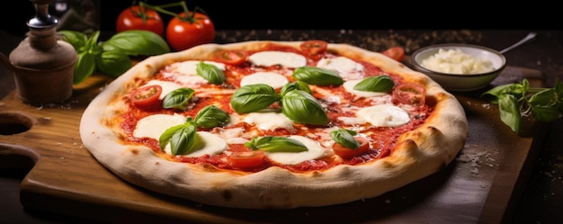 Pizza italiana Margherita con mozzarella di bufala e basilico Generativa ai